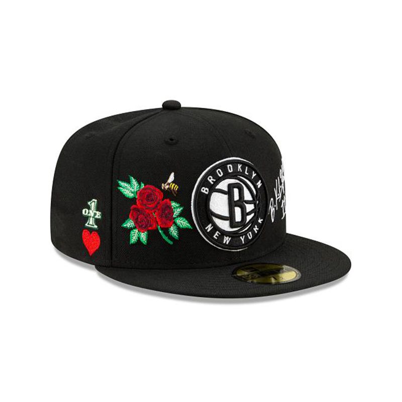 NBA Brooklyn Nets Icon 59Fifty Fitted (RBD1895) - Black New Era Caps